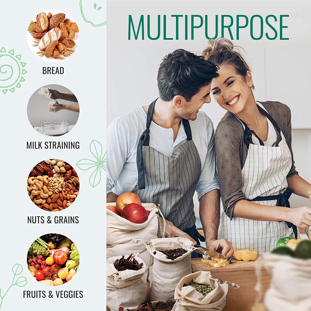 10X Canvas Drawstring Bags Linen Calico Tote Gift Storage Pouches - 25x35cm