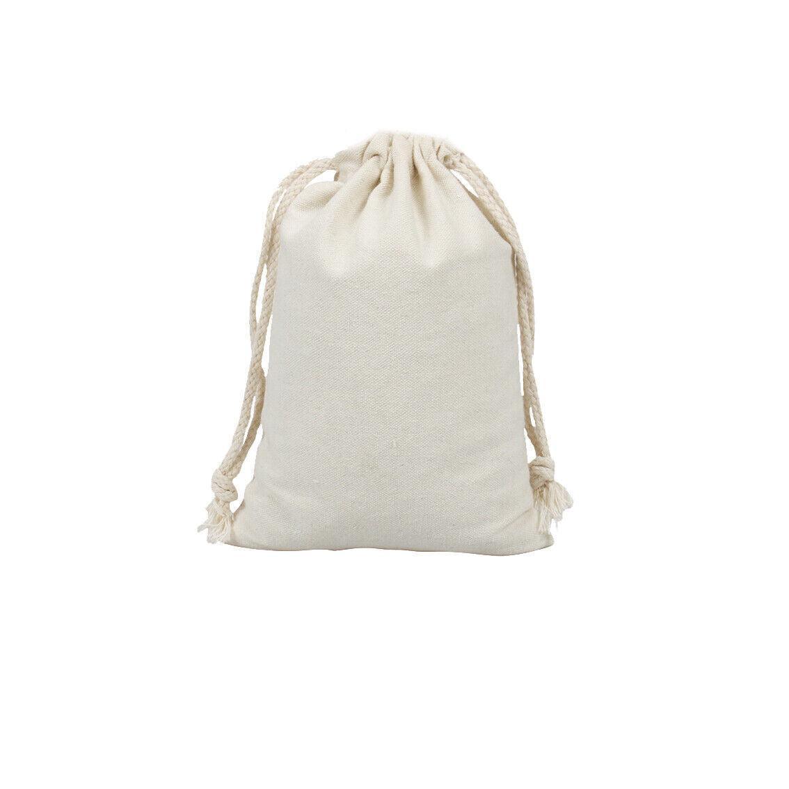 10X Canvas Drawstring Bags Linen Calico Tote Gift Storage Pouches - 25x35cm