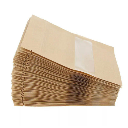 Kraft Paper Stand Up Zip Lock Pouch with Window - 23*35+5cm, 50 PCS