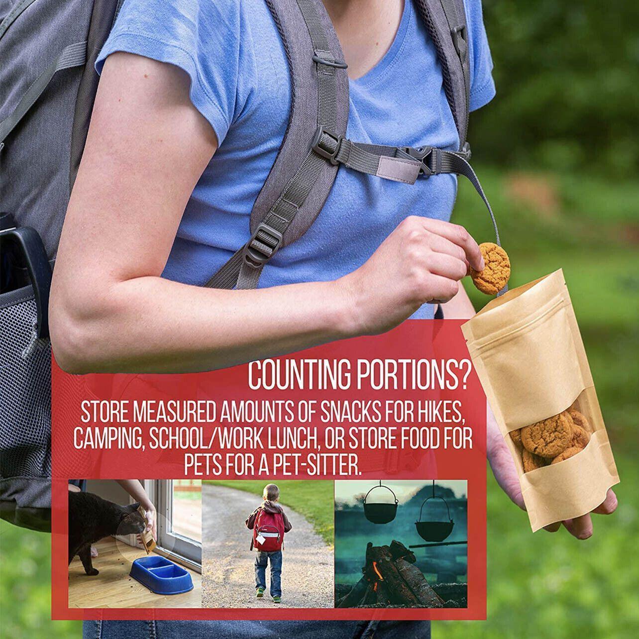 Kraft Paper Stand Up Zip Lock Pouch with Window - 23*35+5cm, 50 PCS