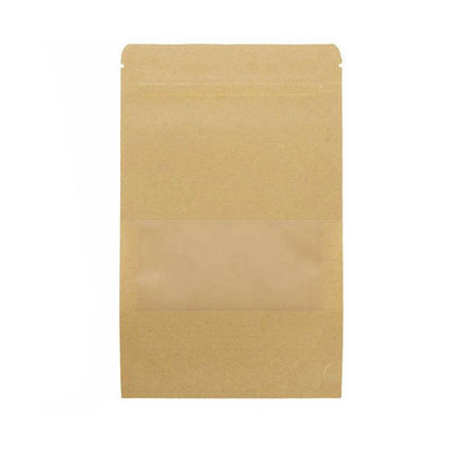 Kraft Paper Stand Up Zip Lock Pouch with Window - 23*35+5cm, 50 PCS