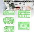 11Pc Geometric Template Ruler Stencil Set & Measuring Tool - Plastic Green - SuperSaverAU - view 3