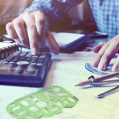 11Pc Geometric Template Ruler Stencil Set & Measuring Tool - Plastic Green