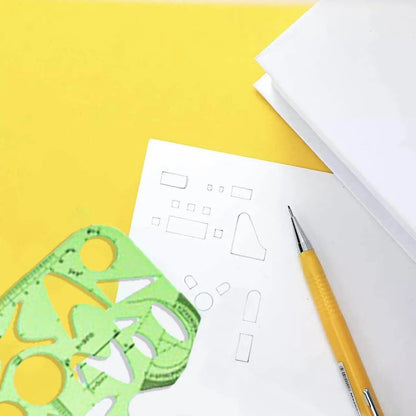 11Pc Geometric Template Ruler Stencil Set & Measuring Tool - Plastic Green