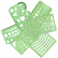 11Pc Geometric Template Ruler Stencil Set & Measuring Tool - Plastic Green - SuperSaverAU - view 6
