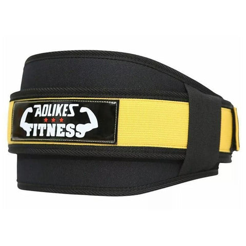 Nylon Fitness Weight Lifting Belt for Men & Women - Yellow, M Size