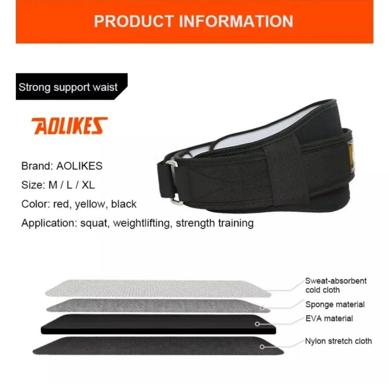 Premium Yellow Nylon Weight Lifting Belt for Back Support - XL