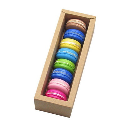 Macaron Boxes - 25Pcs Kraft/White - 8 Hold