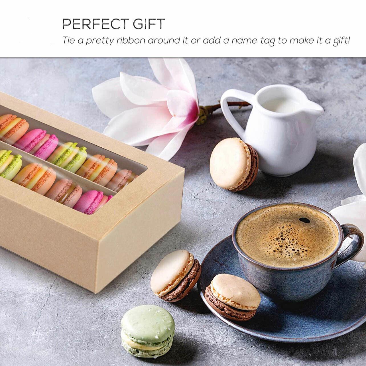 Macaron Boxes - 25Pcs White/Kraft - 8 Hold