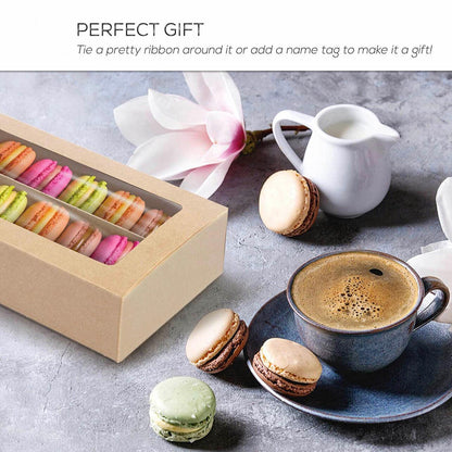 Macaron Boxes - 25Pcs White/Kraft - 8 Hold