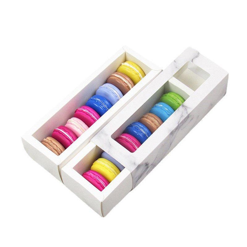 Macaron Boxes - 25Pcs White/Kraft - 8 Hold