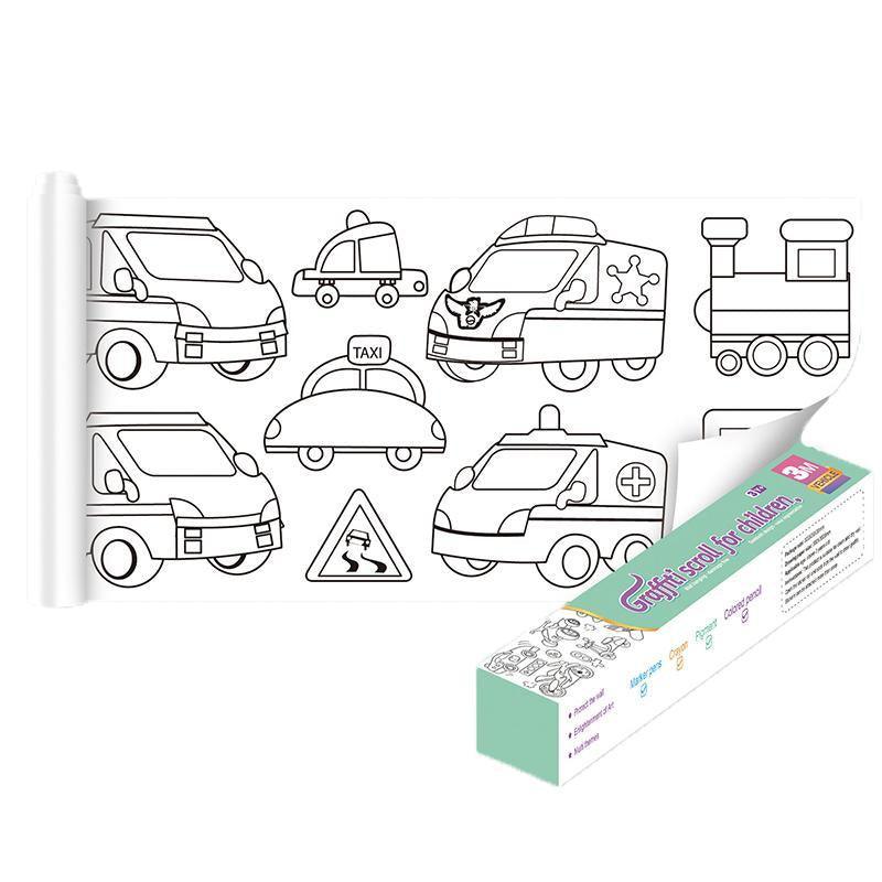 Premium DIY Colouring Paper Roll – Lovely Princess 3m with 12 Colour Pencils