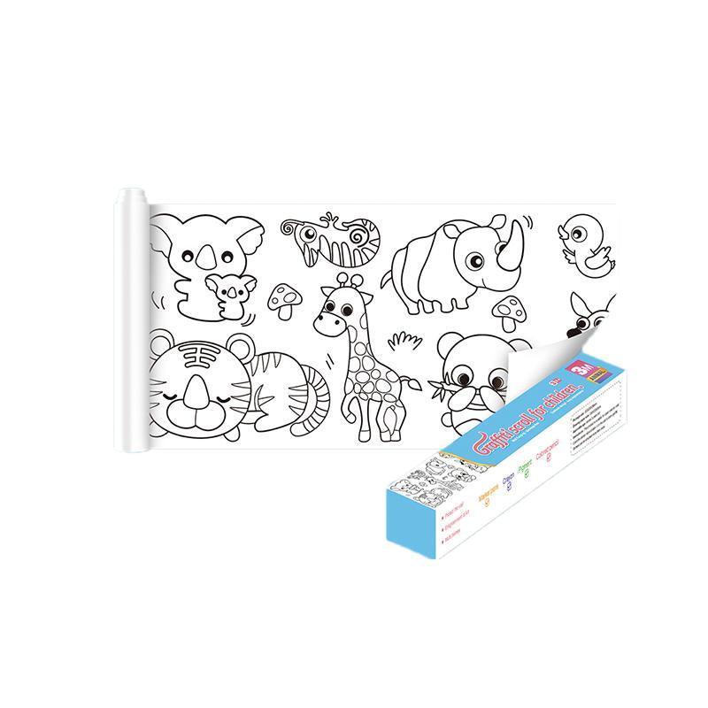 Premium DIY Colouring Paper Roll – Transportation 3m with 12 Colour Pencils