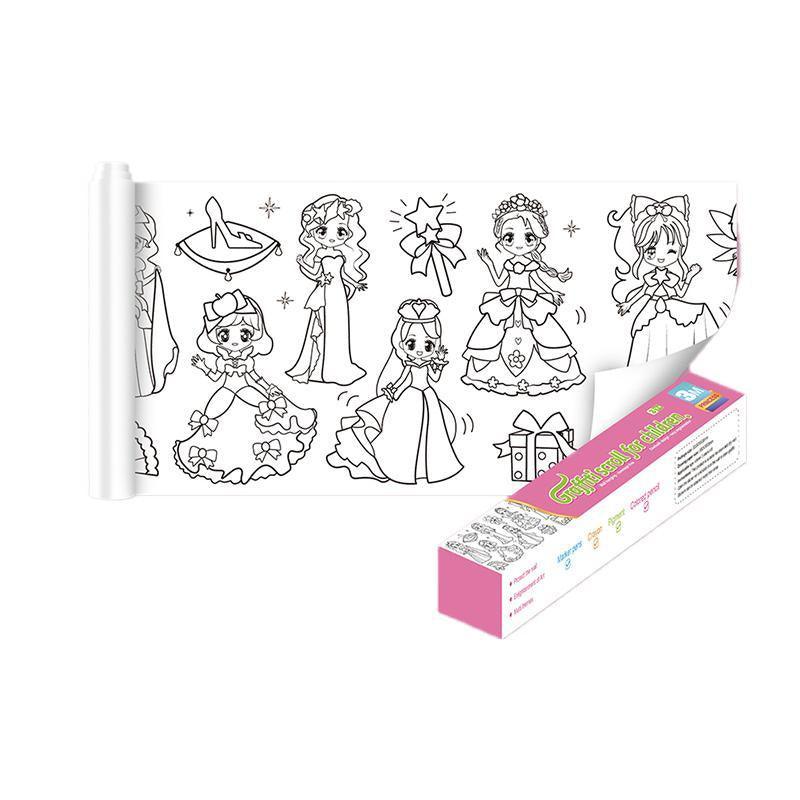 Premium DIY Colouring Paper Roll – Transportation 3m with 12 Colour Pencils