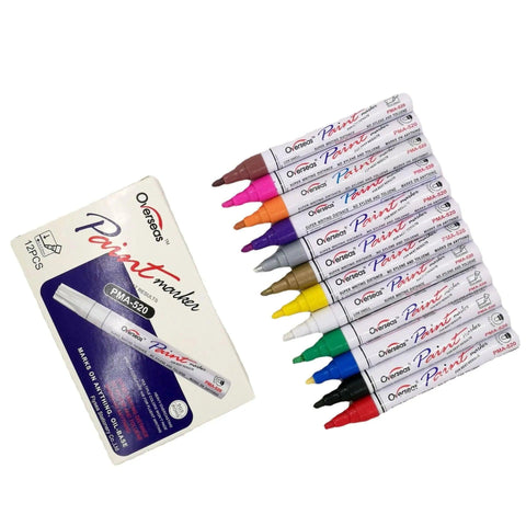 Premium Permanent Paint Marker Pens – 12 Colour Set