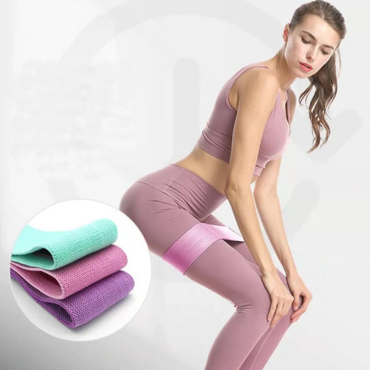 Aolikes 3 Pack Non-Slip Fabric Resistance Booty Bands with Carry Bag - Light Grey/Grey/Black