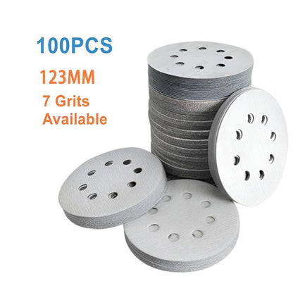 60 80 120 240 Grit 5-Inch 6-Hole Sanding Discs - 100 Pack