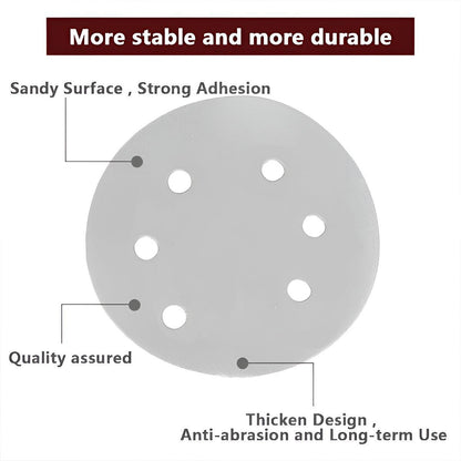 80 120 240 Grit 5-Inch 6-Hole Sanding Discs - 100 Pack