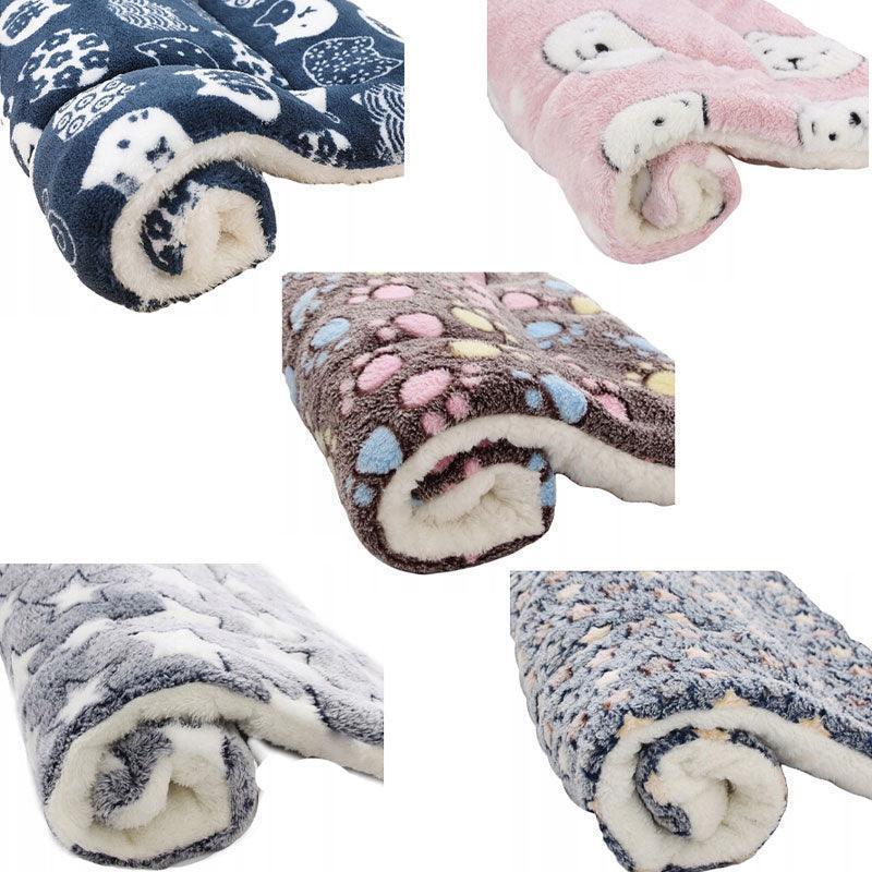 M Size Puppy Dog Cat Cushion Mattress Blanket Bed Soft Warm Pet Pad Winter Kennel House - Blue Brownstar