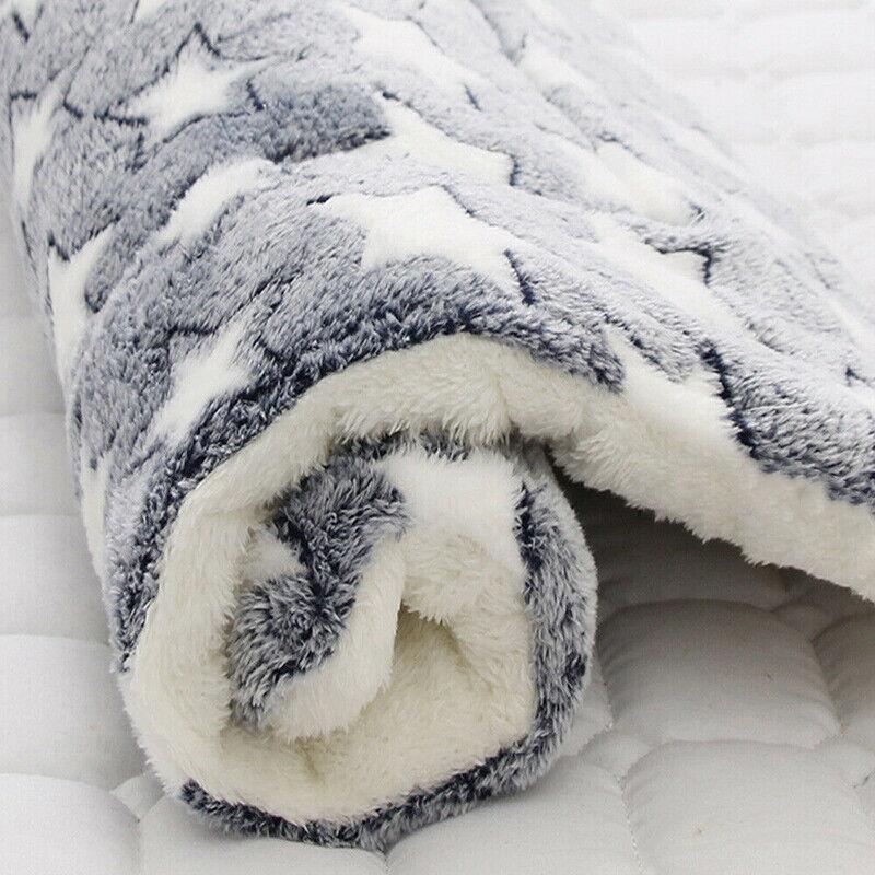 M Size Puppy Dog Cat Cushion Mattress Blanket Bed Soft Warm Pet Pad Winter Kennel House - Blue Brownstar