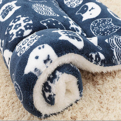 M Size Puppy Dog Cat Cushion Mattress Blanket Bed Soft Warm Pet Pad Winter Kennel House - Blue Brownstar