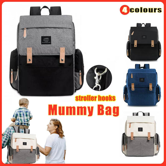 Multifunctional Diaper Backpack Changing Bag - Beige Grey