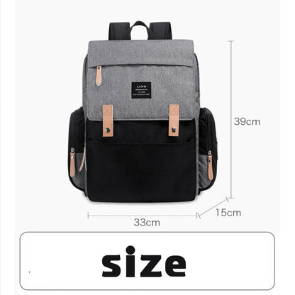 Multifunctional Diaper Backpack Changing Bag - Beige Grey