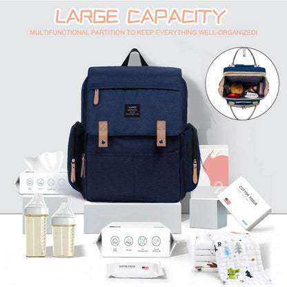 Multifunctional Diaper Backpack Changing Bag - Beige Grey