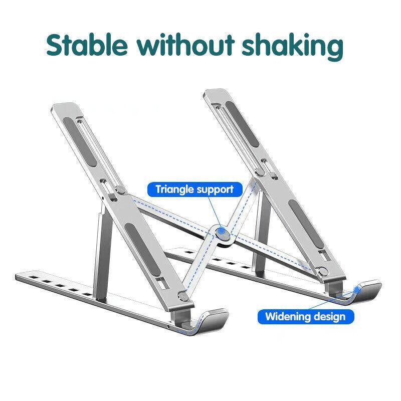 Adjustable Portable Laptop Stand - Aluminum Alloy for 11 to 17.3 Inch Devices - Silver - SuperSaverAU - view 5