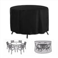 Premium 185x110cm Round Waterproof Outdoor Furniture Cover Black Garden Table Protector