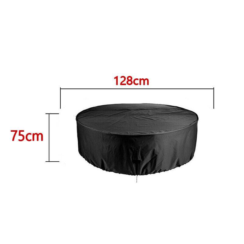 Premium 185x110cm Round Waterproof Outdoor Furniture Cover Black Garden Table Protector