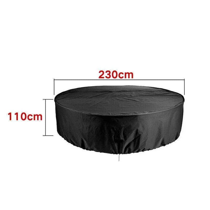 Premium 230x110cm Round Waterproof Outdoor Furniture Cover Black Garden Table Protector