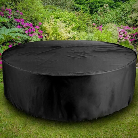Premium 230x110cm Round Waterproof Outdoor Furniture Cover Black Garden Table Protector