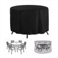 Premium 230x110cm Round Waterproof Outdoor Furniture Cover Black Garden Table Protector