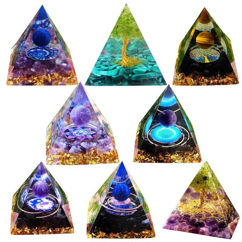 Premium Orgonite Pyramid Decor – Blue Ring 60 x 60mm