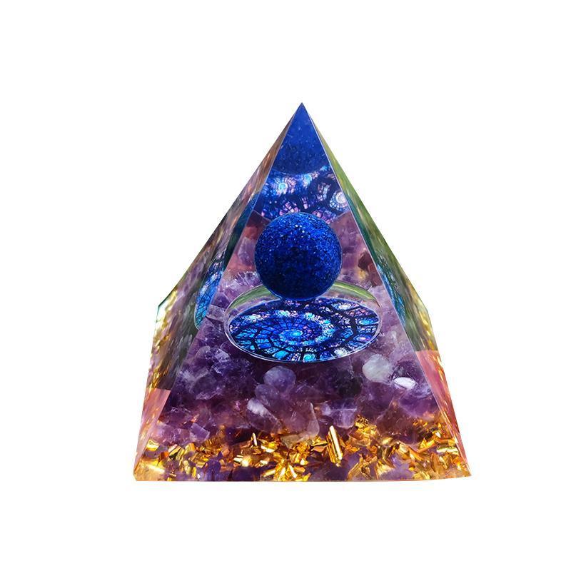 Premium Orgonite Pyramid Decor – Blue Ring 60 x 60mm