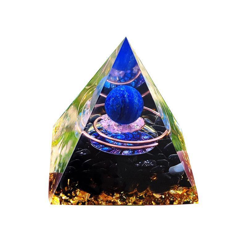 Premium Orgonite Pyramid Decor – Blue Ring 60 x 60mm