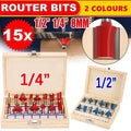 15-Piece Router Bits Set for Woodworking - Tungsten Carbide - SuperSaverAU - view 1