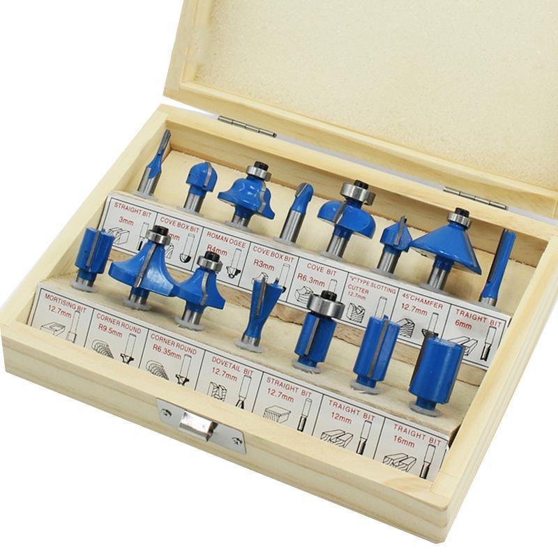 15-Piece Router Bits Set for Woodworking - Tungsten Carbide