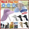 Premium Black Unisex Neck Flap Outdoor Fishing Hat