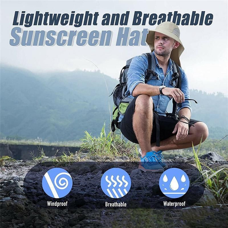 Premium Black Unisex Neck Flap Outdoor Fishing Hat