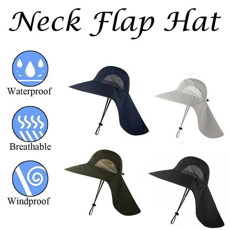 Premium Khaki Unisex Neck Flap Outdoor Fishing Hat