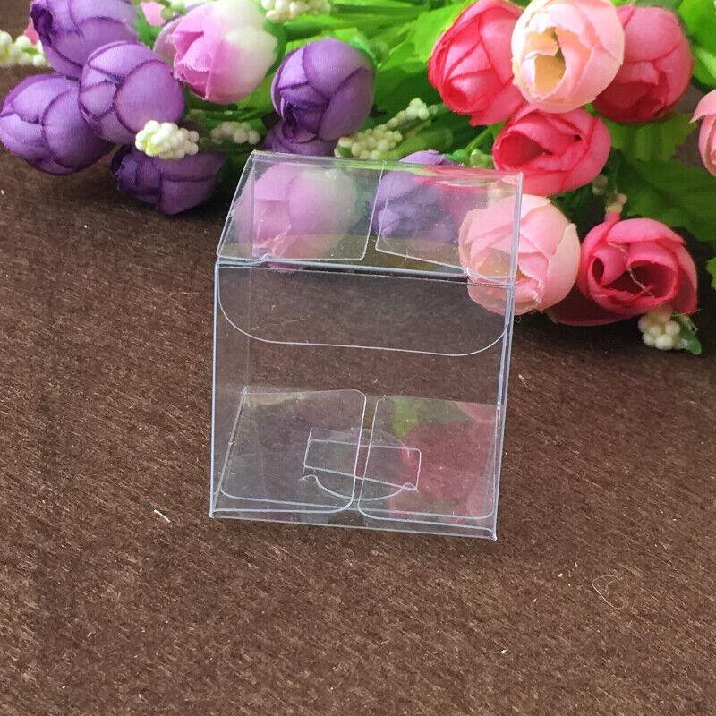 Premium 50-Pack PVC Clear Square Cube Boxes 70mm for Wedding Favours & Candy Gifts
