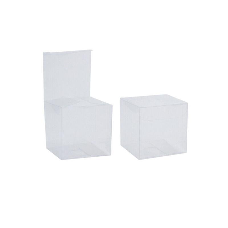 Premium 50-Pack PVC Clear Square Cube Boxes 70mm for Wedding Favours & Candy Gifts