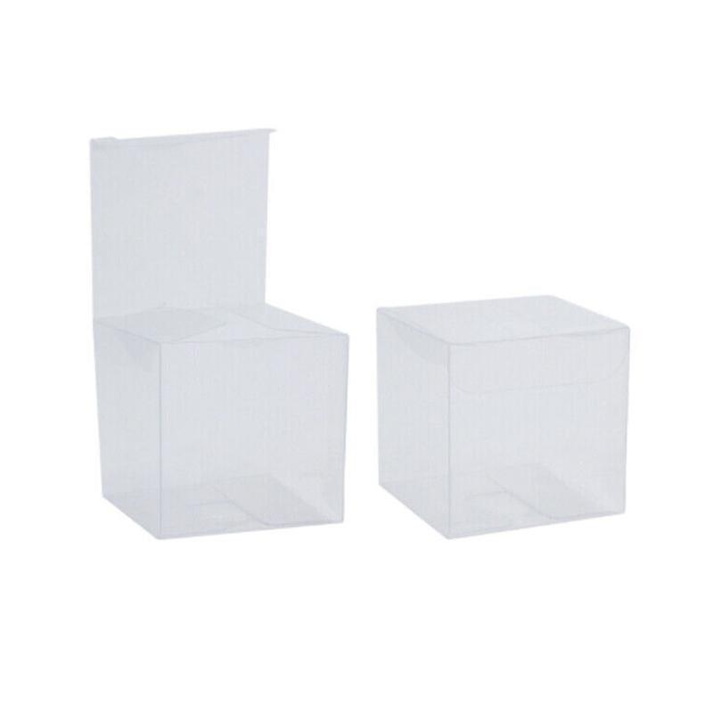 Premium 50-Pack PVC Clear Square Cube Boxes 70mm for Wedding Favours & Candy Gifts
