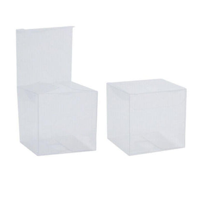 50 PVC Clear Square Cube Boxes for Wedding Favours & Candy - 90x90x90MM