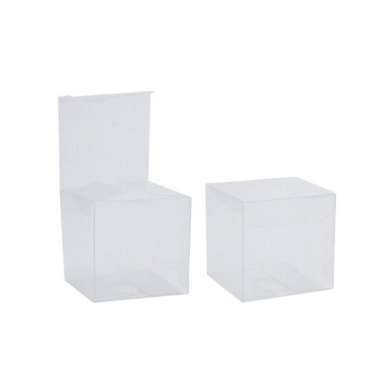 Premium 50 Pack Clear PVC Macaron Cube Gift Boxes 90x90x90mm