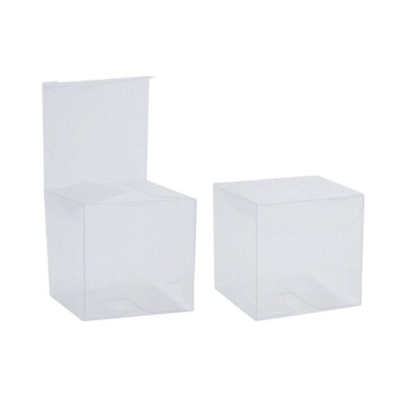 50 PVC Clear Square Cube Boxes for Wedding Favours & Candy - 90x90x90MM