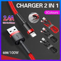 Baseus USB Charging Cable for iPhone 13/12/11 - 2PCS 2M - Red - SuperSaverAU - view 1