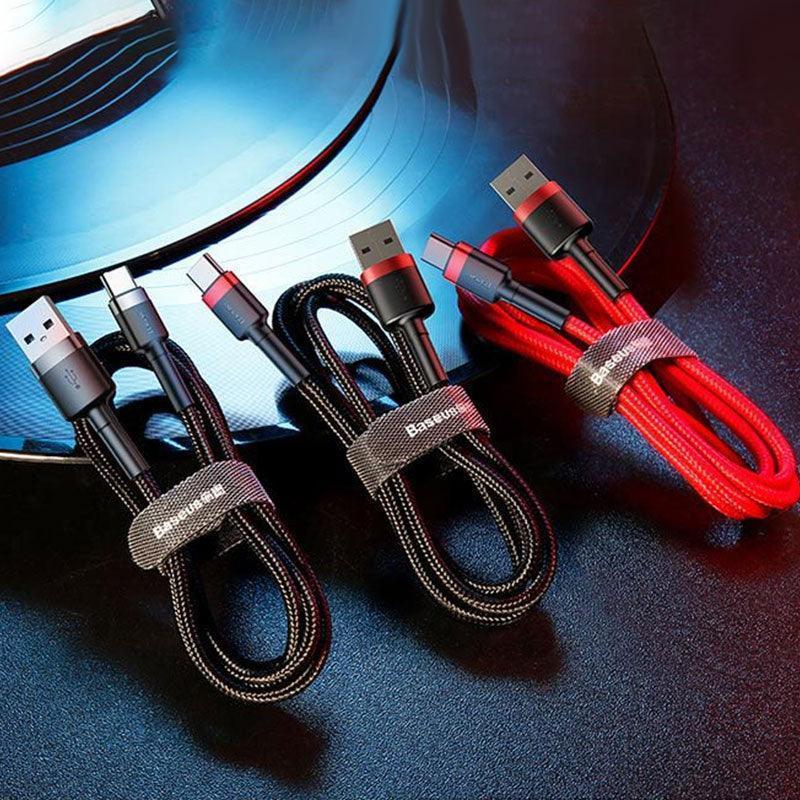 Baseus USB to Type C Charger Cable 3A Fast Charging - Red & Black 2M (2PCS)